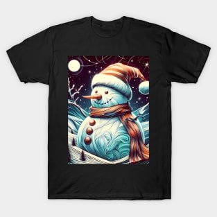 Discover Frosty's Wonderland: Whimsical Christmas Art Featuring Frosty the Snowman for a Joyful Holiday Experience! T-Shirt